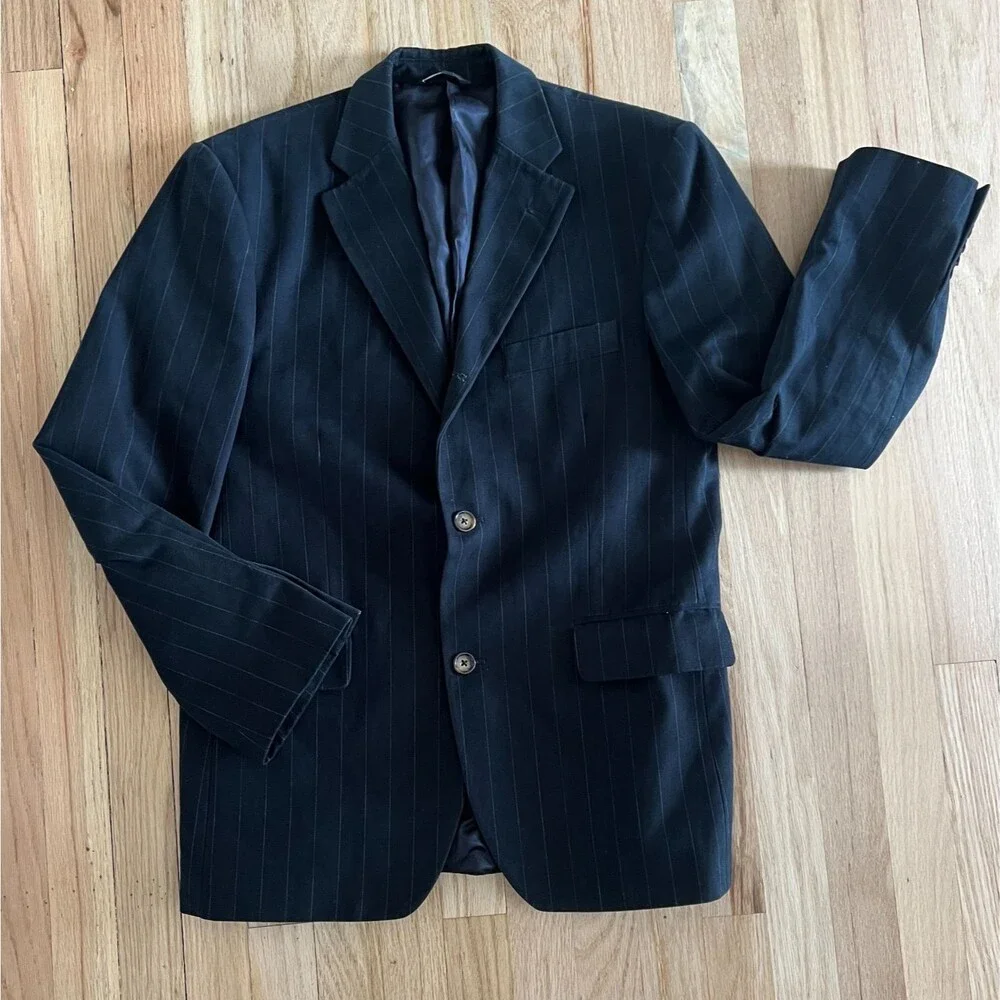 Banana Republic Cotton black pin striped  Blazer Jacket sports coat business 38S